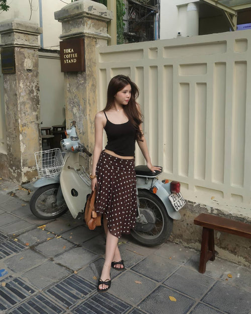 Deer Asymmetrical Mini Polka Dots Skirt