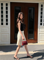Tulip Statin Silk Polka Dots Skirt