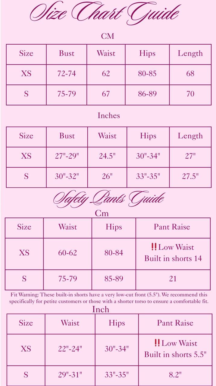 Size chart for Sequin Strap Dress